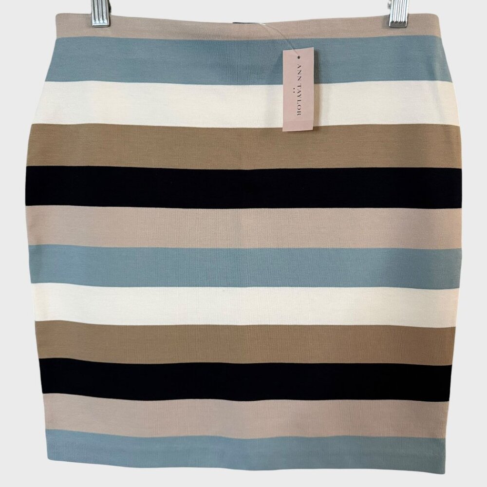 Ann Taylor Pull-On Stiped Pencil Skirt Multicolor Women's 6P Office Career NEW
